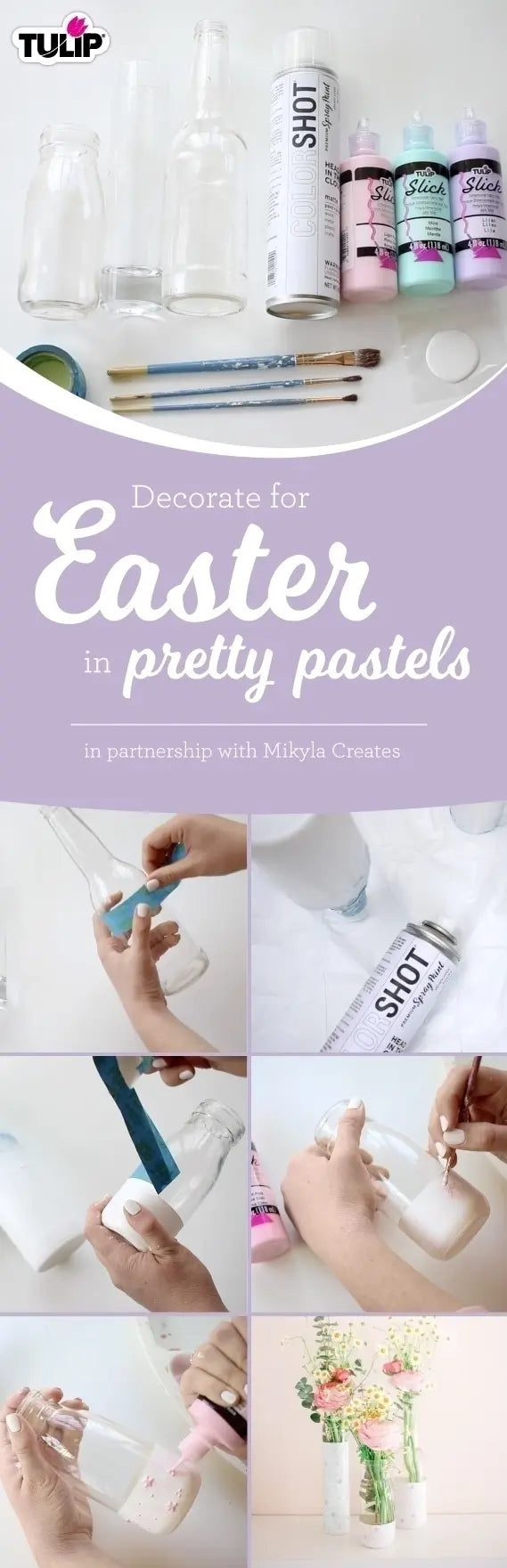 Pastel Dimensional Paint Floral Vases