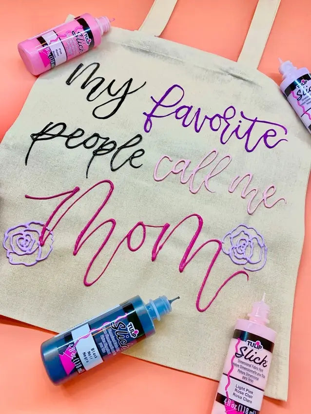 Tulip Dimensional Paint Quote Art Mother's Day Tote