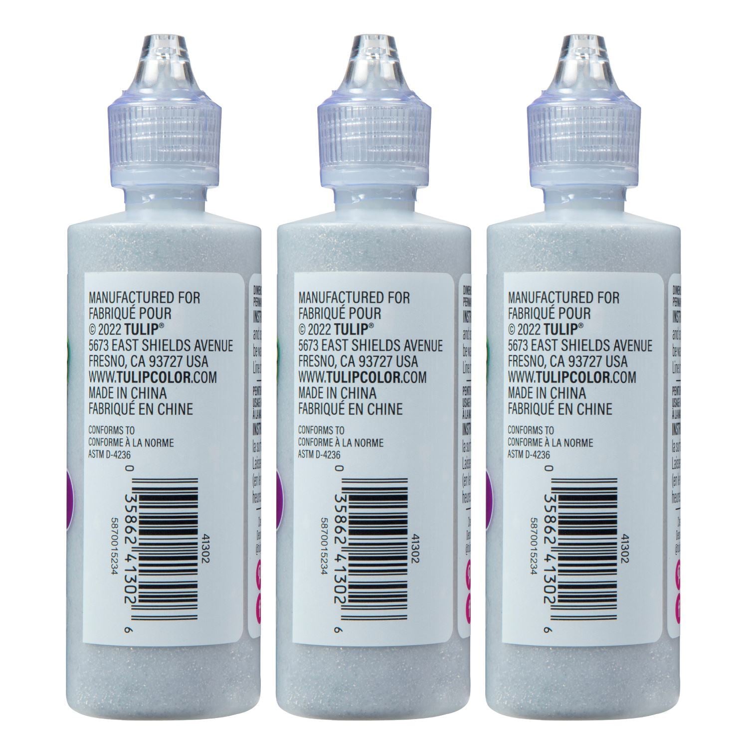 Picture of 37566 Tulip Dimensional Fabric Paint Glitter Silver 4 fl. oz. 3 Pack