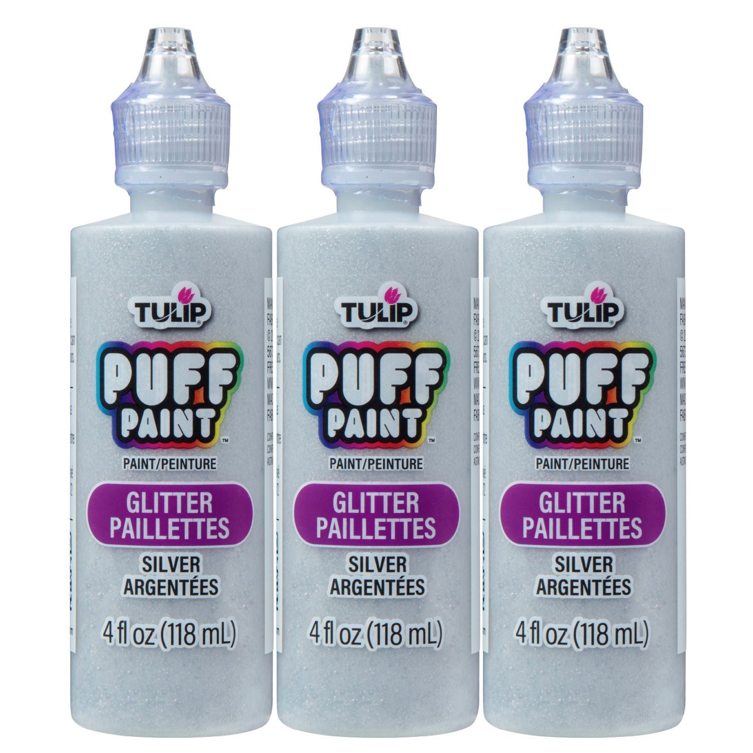 Picture of 37566 Tulip Dimensional Fabric Paint Glitter Silver 4 fl. oz. 3 Pack