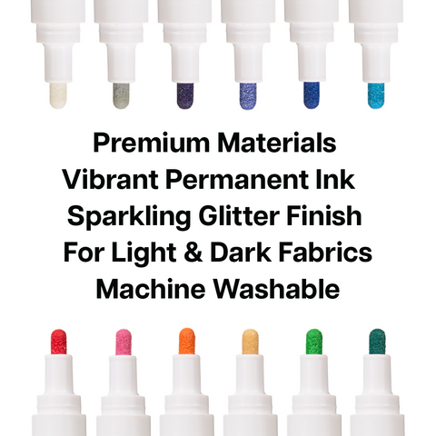 Picture of 49923 Tulip Bullet-Tip Glitter Fabric Paint Markers Rainbow 12 Pack