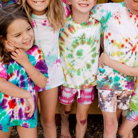 Kids wearing tie dye 