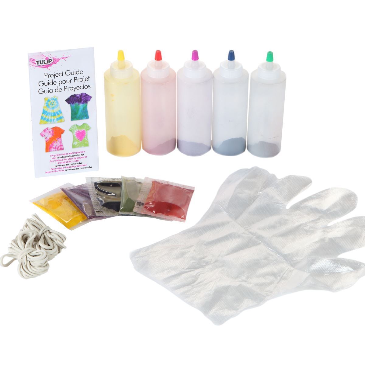 Rainbow 5-Color Tie-Dye Kit Content