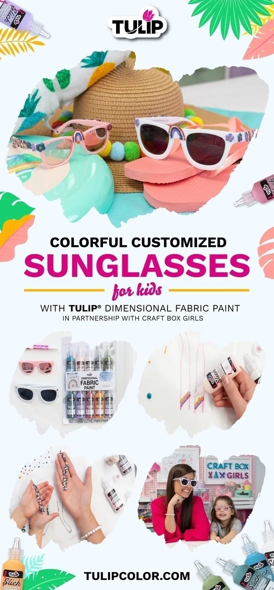 Colorful Customized Sunglasses for Kids with Puff Paint