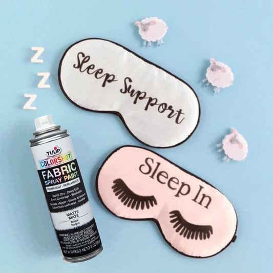 two eye sleeping masks designed using Tulip Fabric Spray Paint
