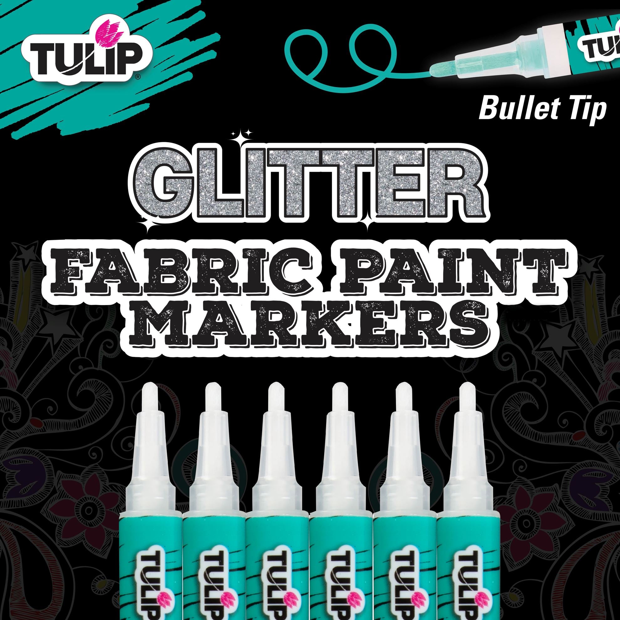 Picture of 49767                               TULIP GLITTER FABRIC PAINT MARKERS 5PK            