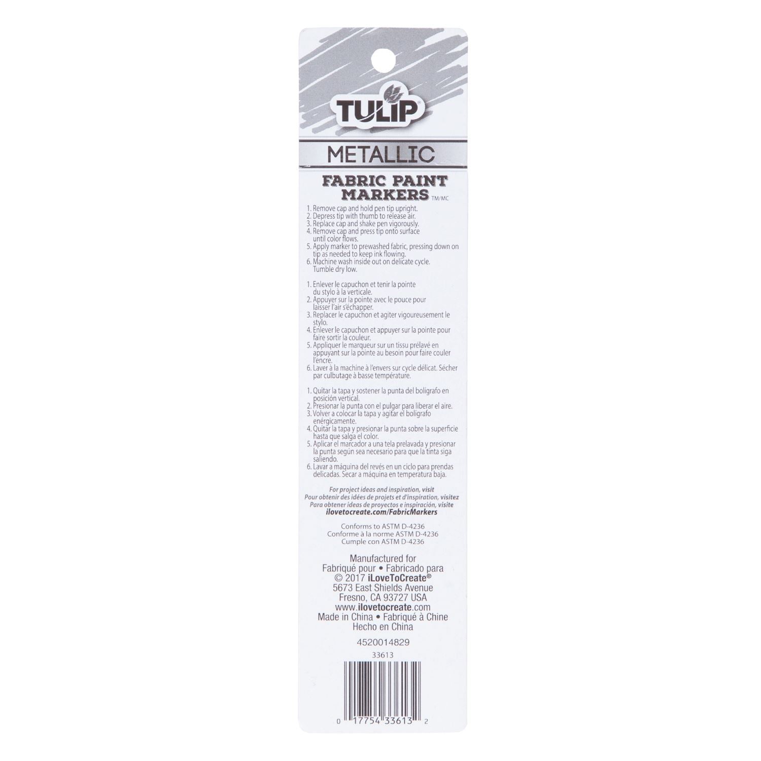 Picture of 33613 Tulip Fabric Paint Markers Metallic 2 Pack